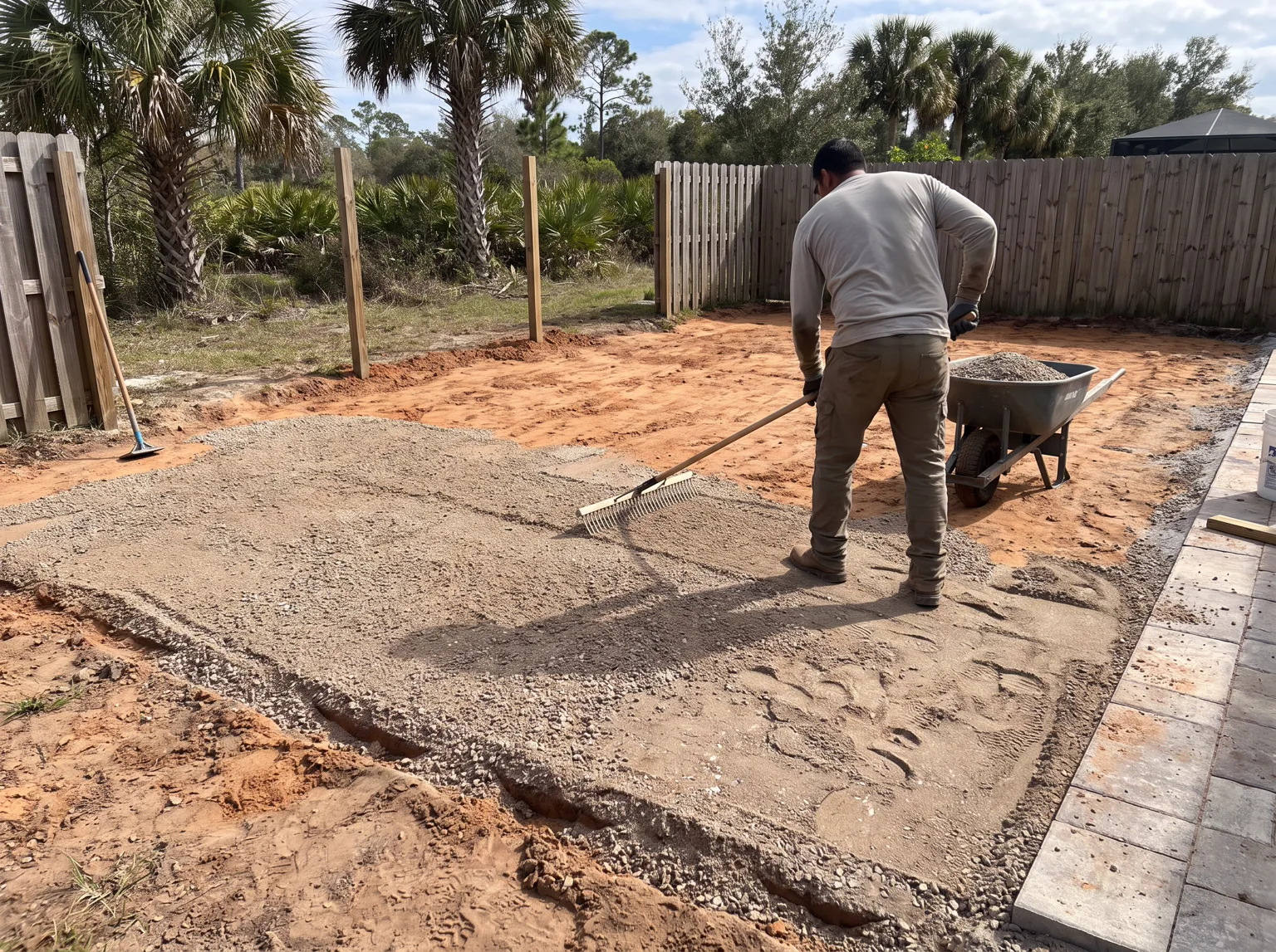 Compacted base grading and preparation before artificial turf installation.